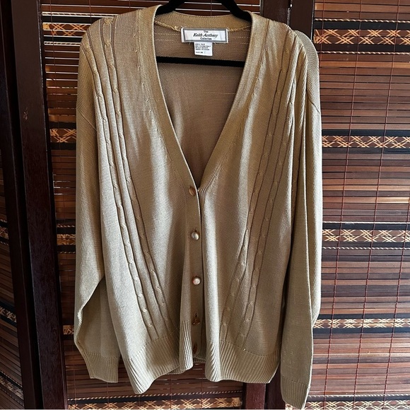 keith anthony Other - Vintage Keith Anthony Collection 100% Silk Grandpa V-Neck Cardigan Sweater